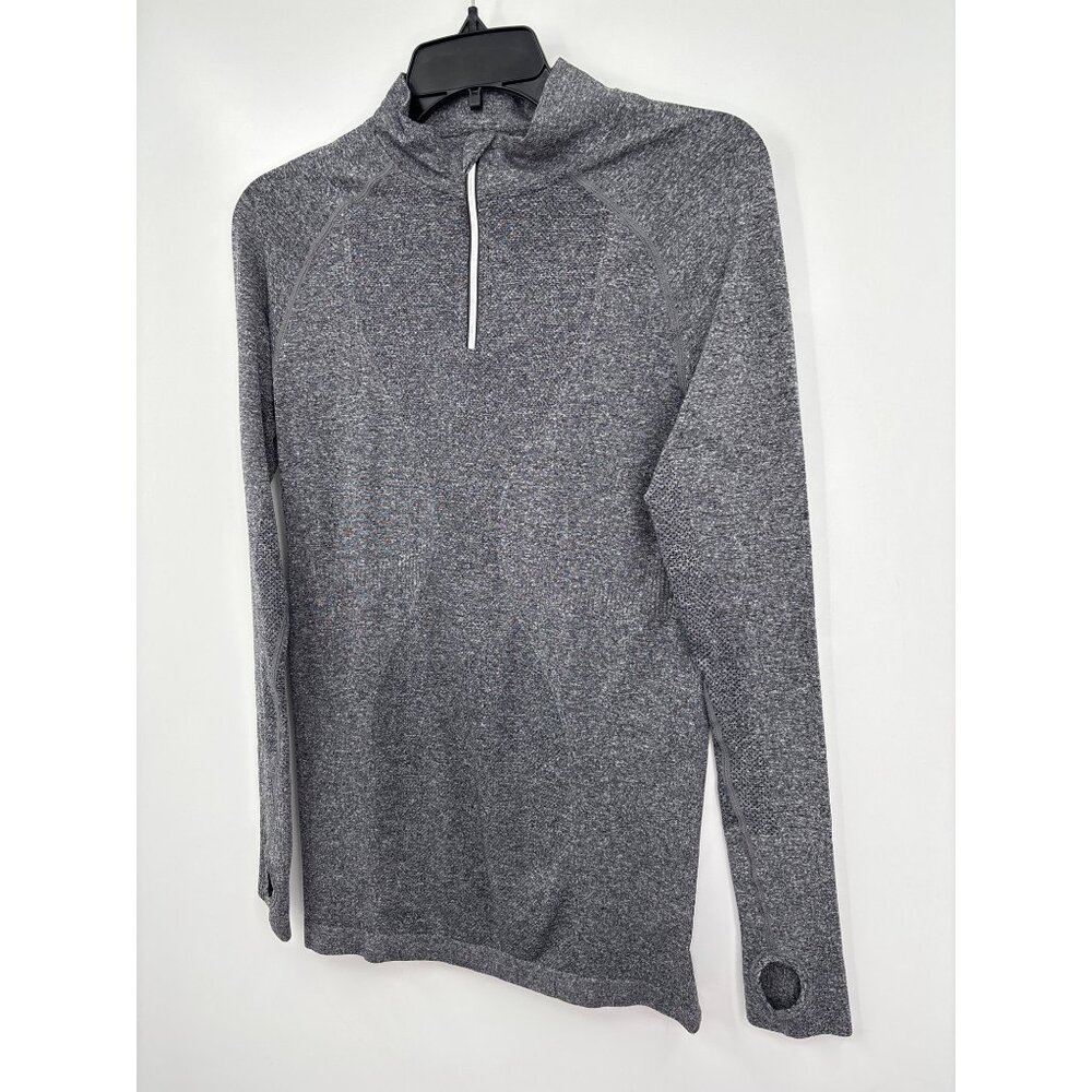 Zyia Active Mock Zip Neck Stretch Long Sleeve Top Shirt Gray Medium - Picture 3 of 5